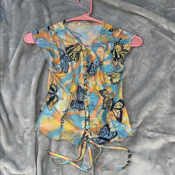 Mesh Butterfly Tie Top - Picture 1 of 3